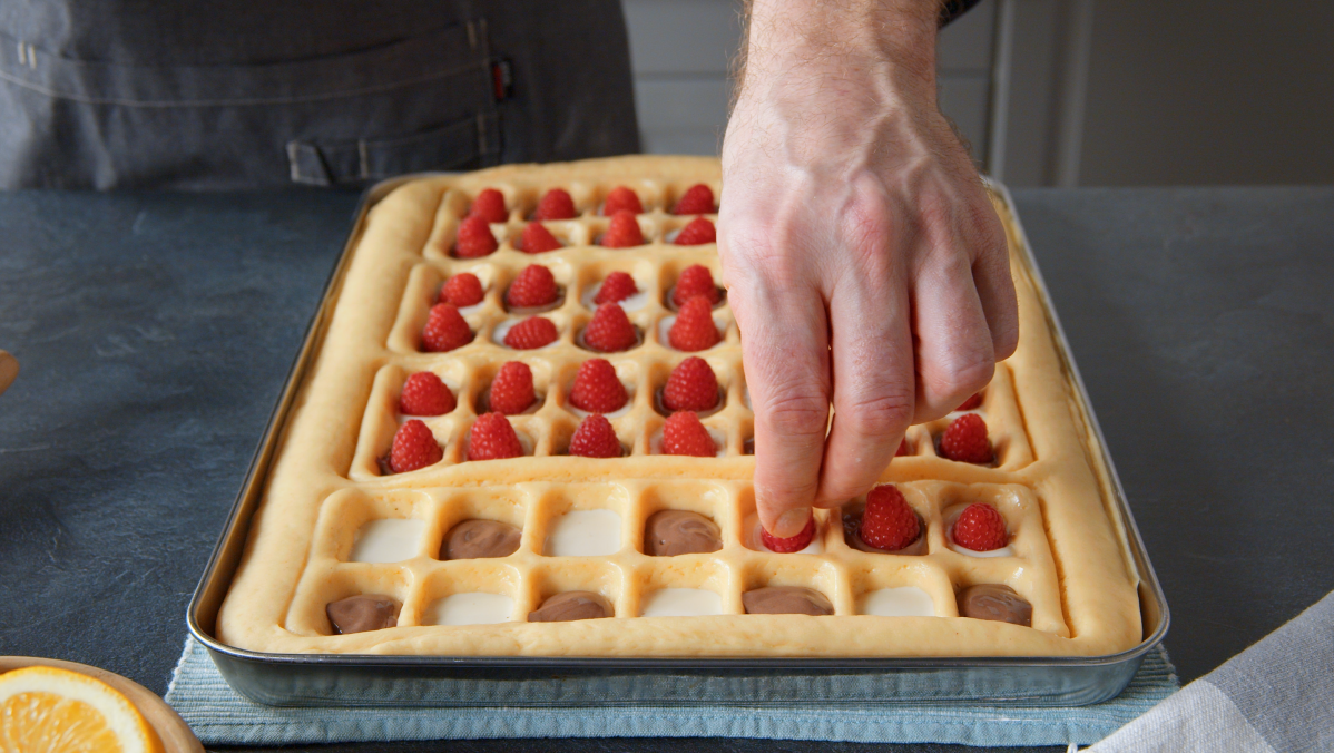 Brioche mit Himbeeren, Schokolade und Frischkäse