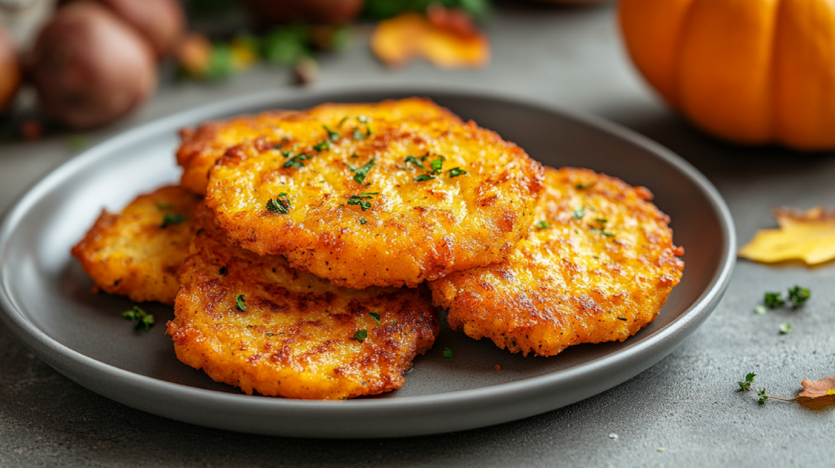 Teller mit Kürbisschnitzel