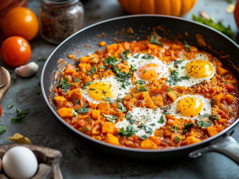 Pfanne mit Kürbis-Shakshuka