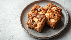 4 Stücke Apfel-Zimt-Kuchen auf einem Teller.