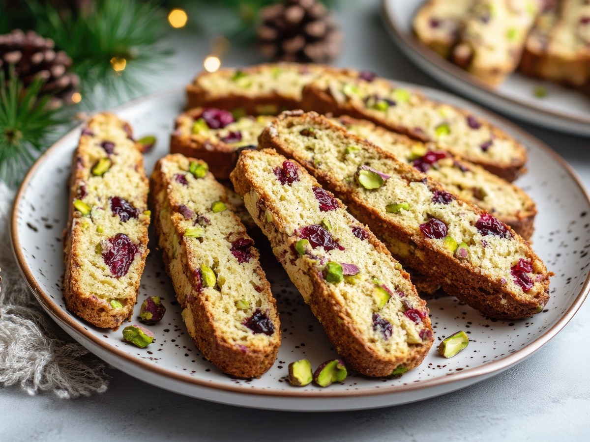 Teller mit Cranberry-Pistazien-Cantuccini