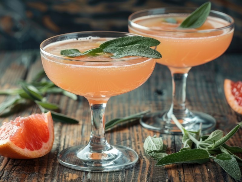 Zwei Gläser Grapefruit-Salbei-Cocktail