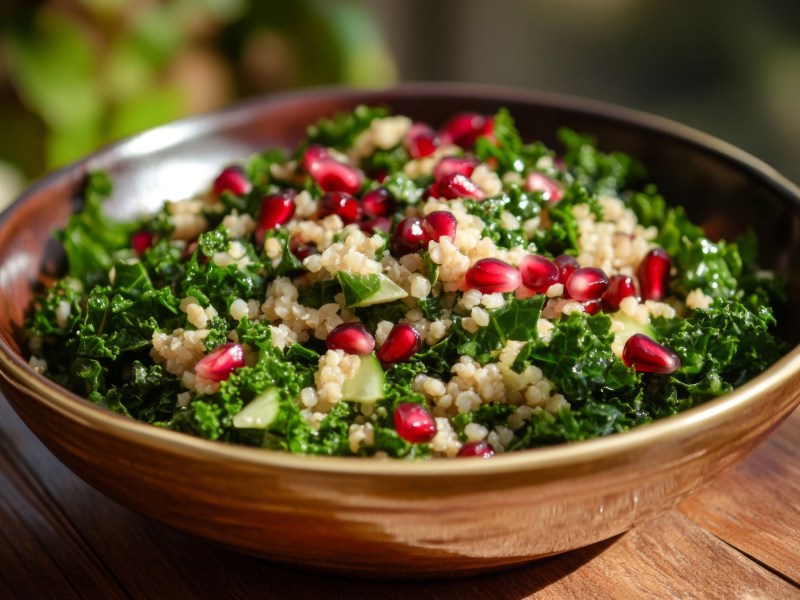 Schale mit Grünkohl-Couscous-Salat