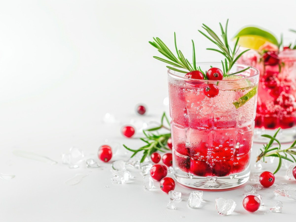 Zwei Gläser Cranberry-Rosmarin-Mocktail