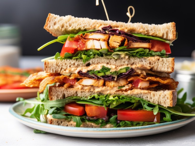 Teller mi veganem Clubsandwich