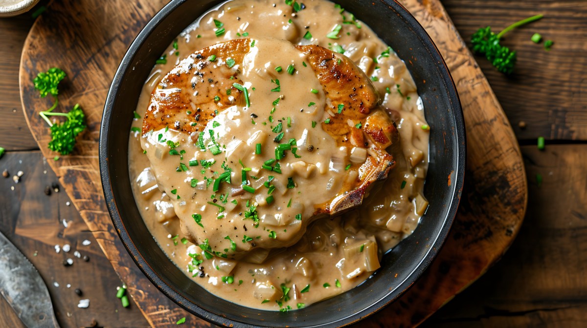 Pfanne mit Zwiebel-Sahne-Schnitzel