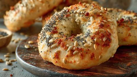 Protein-Bagels auf einem Teller